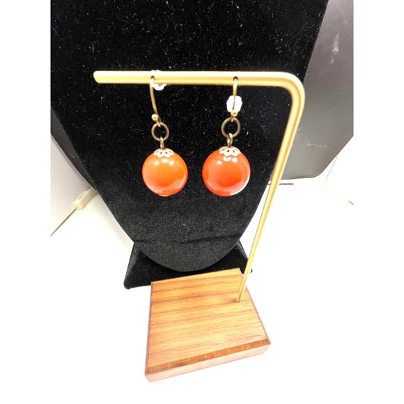 Handmade Upcycled Orange Cascade Statement Necklace and Earring Set - Picture 12 of 15